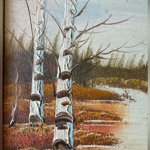 Vintage Boho Landscape Framed Painting Art Picture Wood Frame - Picture 2 of 7